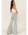 Image #3 - Free People Women's Light Wash High Rise Geo Print Just Float On Flare Jeans, Light Wash, hi-res