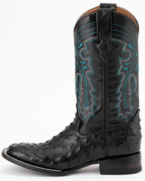 Image #3 - Ferrini Men's Full-Quill Ostrich Embroidered Western Boots - Broad Square Toe, Black, hi-res