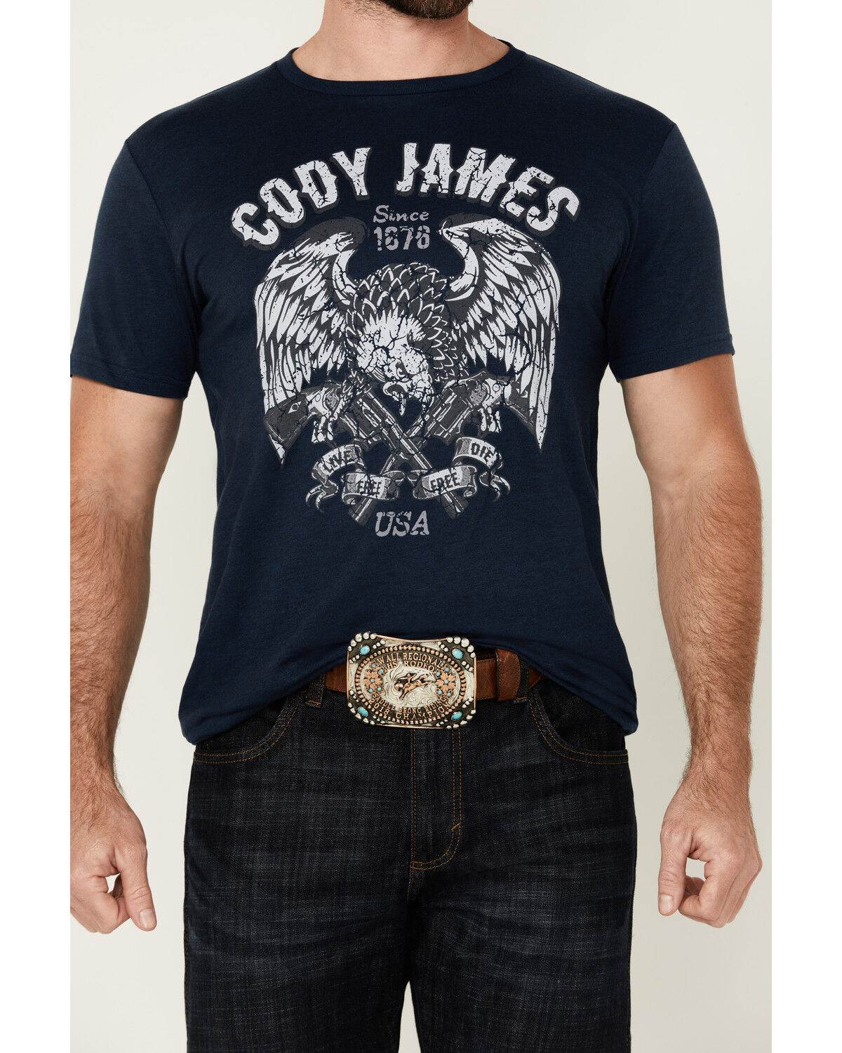 Image #3 - Cody James Men's Freedom Eagle Short Sleeve Graphic T-Shirt, Navy, hi-res