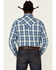 West Made Men's Dobby Plaid Long Sleeve Pearl Snap Western Shirt , Blue, hi-res