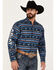 Image #1 - Ariat Men's Team Chandler Southwestern Striped Print Long Sleeve Button-Down Western Shirt, Dark Blue, hi-res