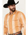 Image #2 - Scully Men's Jacquard Striped Print Long Sleeve Pearl Snap Western Shirt, Mustard, hi-res