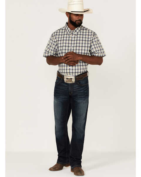 Image #2 - RANK 45® Men's Sponsor Plaid Print Short Sleeve Button-Down Western Shirt , Multi, hi-res