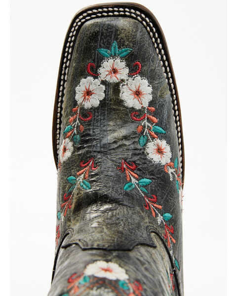 Image #7 - Corral Women's Floral Blacklight Western Boots - Square Toe , Black, hi-res