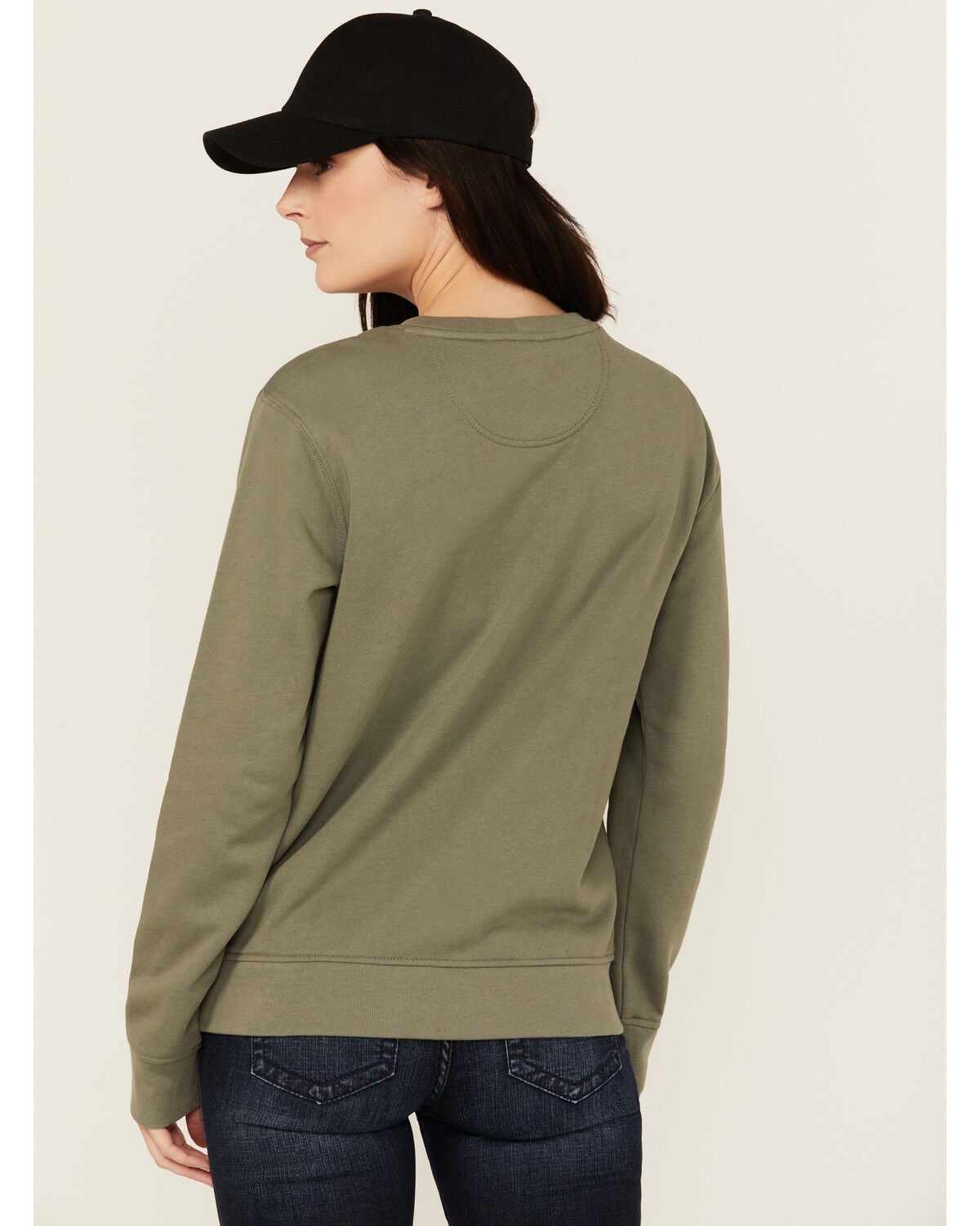 Image #4 - Carhartt Women's Relaxed Fit Midweight Crewneck Sweatshirt, Olive, hi-res