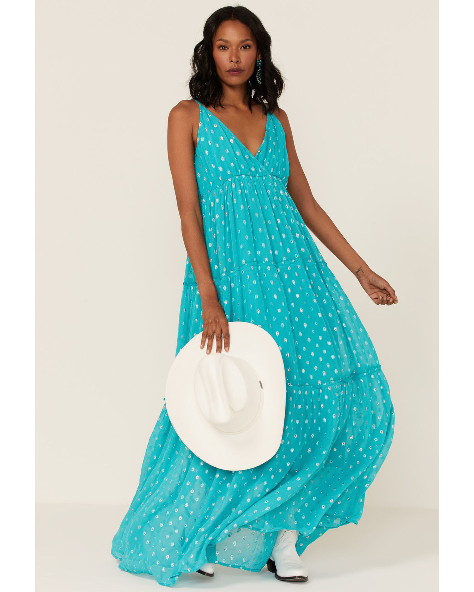 En Creme Women s Metallic Dobby Dot Maxi Dress Sheplers