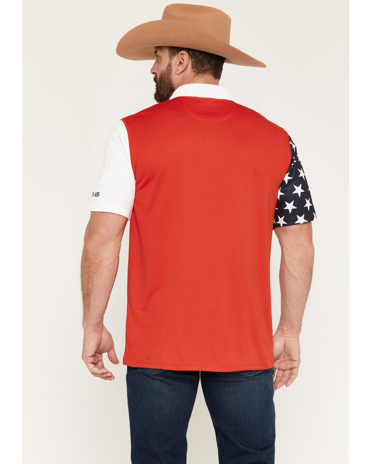 Image #4 - RANK 45&reg; Men's Americana Block Short Sleeve Button-Down Polo, Red, hi-res