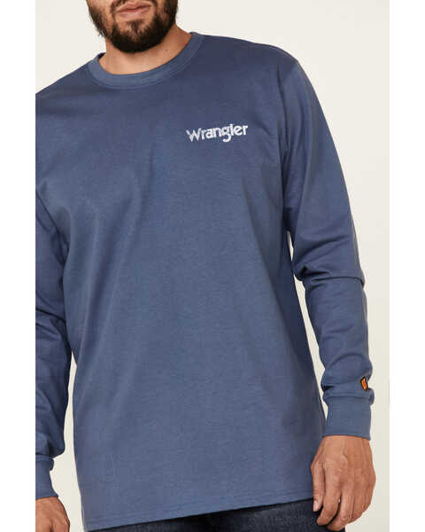 Wrangler FR Men's Wrench Flag Graphic Long Sleeve Work T-Shirt , Indigo, hi-res