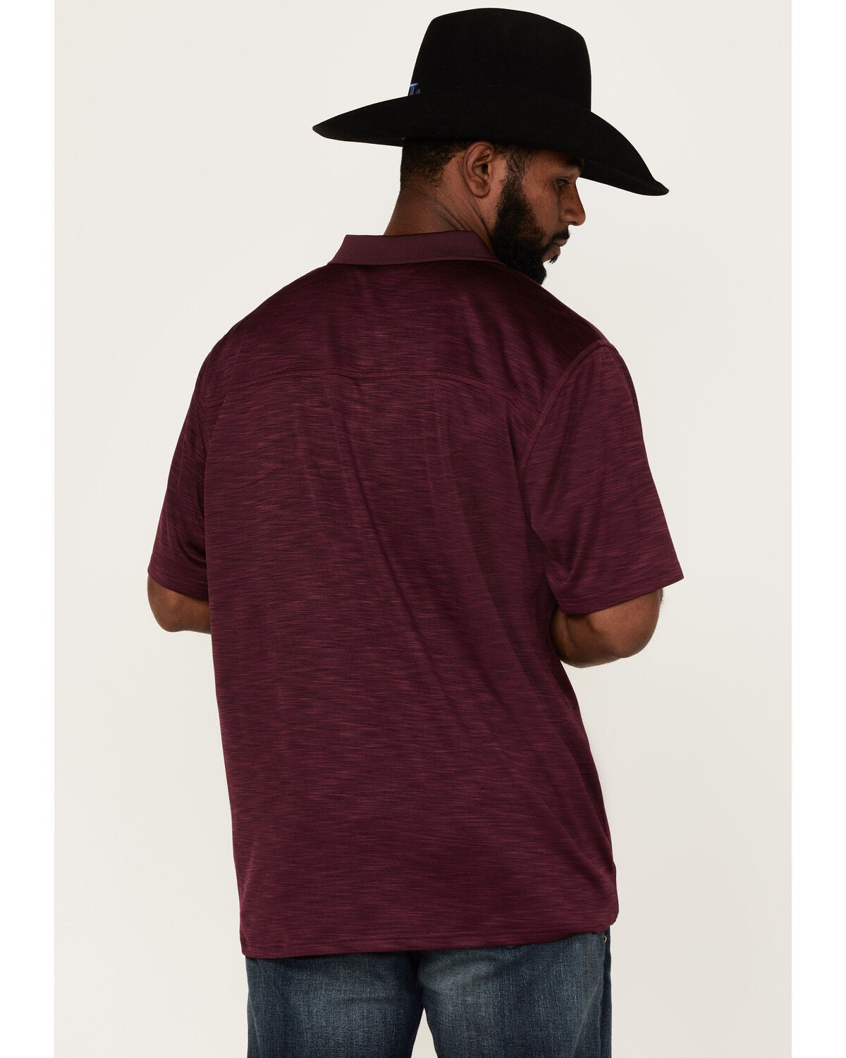 Image #4 - RANK 45&reg; Men's Gazer Textured Solid Short Sleeve Polo Shirt, Purple, hi-res