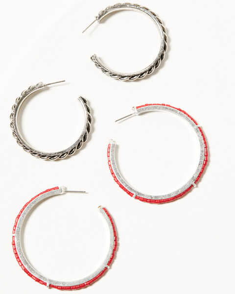 Image #1 - Idyllwind Women's Ethel Antique Hoop Earring Set - 2 Piece , Red, hi-res
