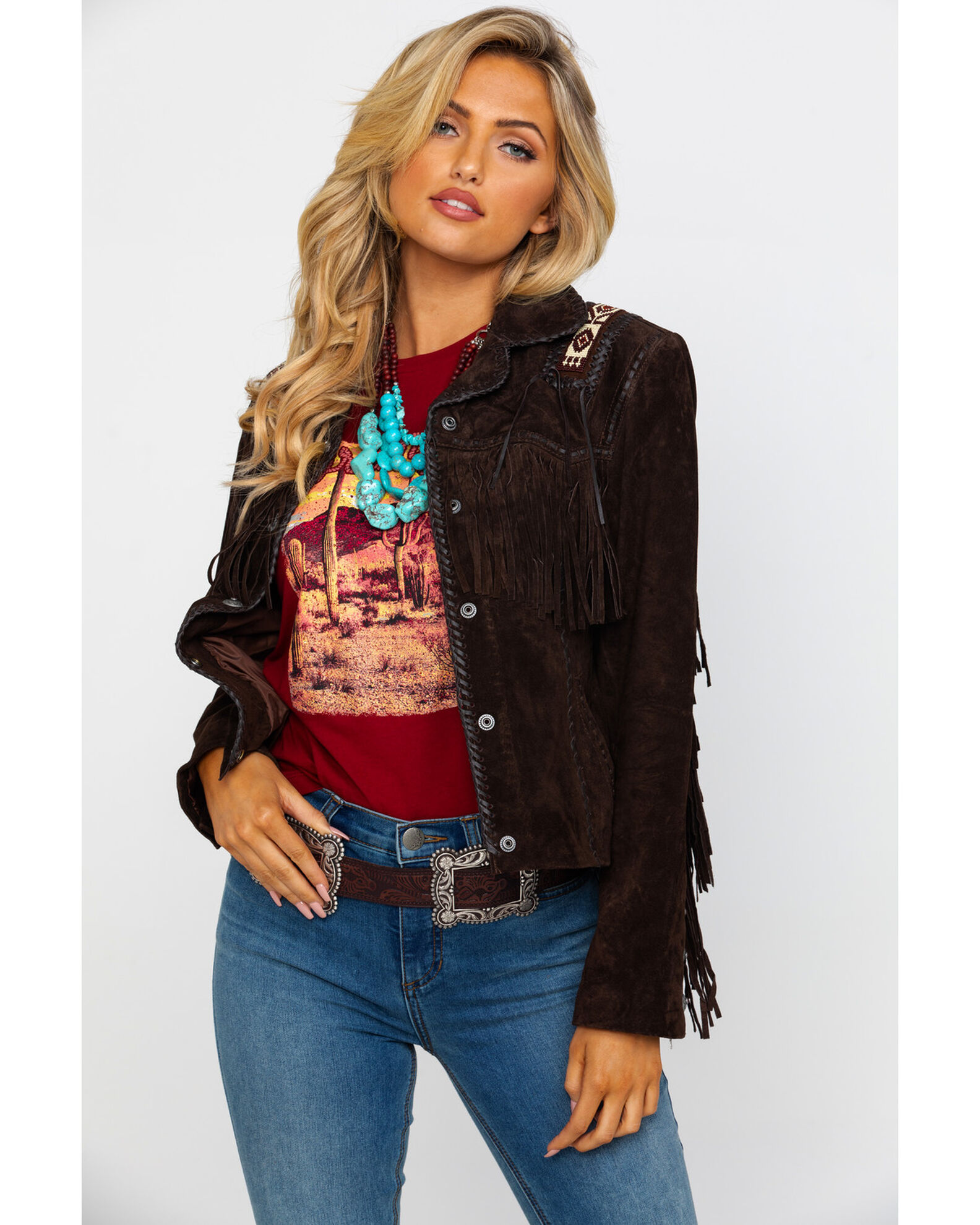 Scully leather clearance fringe jacket womens