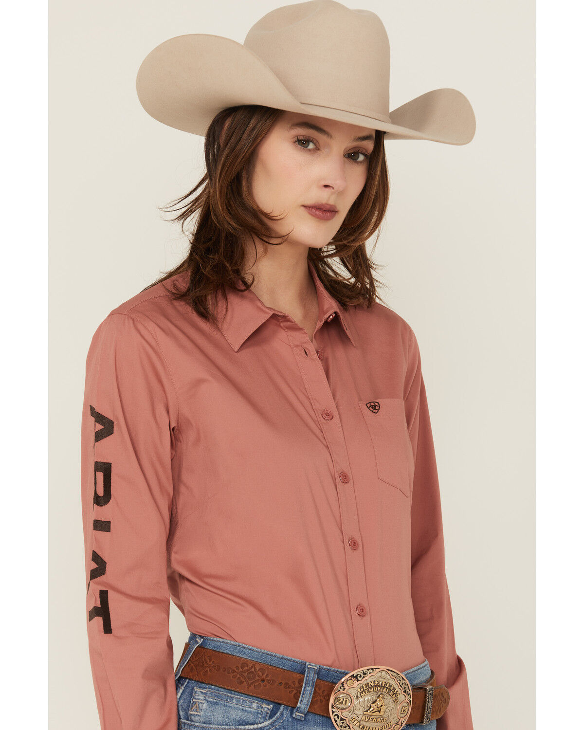 Image #2 - Ariat Women's Printed Team Kirby Long Sleeve Button-Down Western Shirt, Blush, hi-res