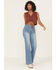 Image #1 - Rock & Roll Denim Women's Medium Wash High Rise Relaxed Flare Stretch Denim Jeans, Medium Wash, hi-res