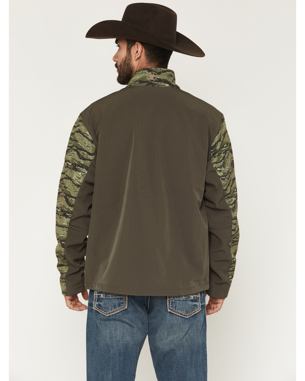 Image #4 - Ariat Men's Logo Camo Logo Concealed Carry Softshell Jacket - Big, Black, hi-res