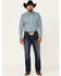 Wrangler Men's Silver Edition Turquoise Southwestern Stripe Long Sleeve Pearl Snap Western Shirt , Turquoise, hi-res