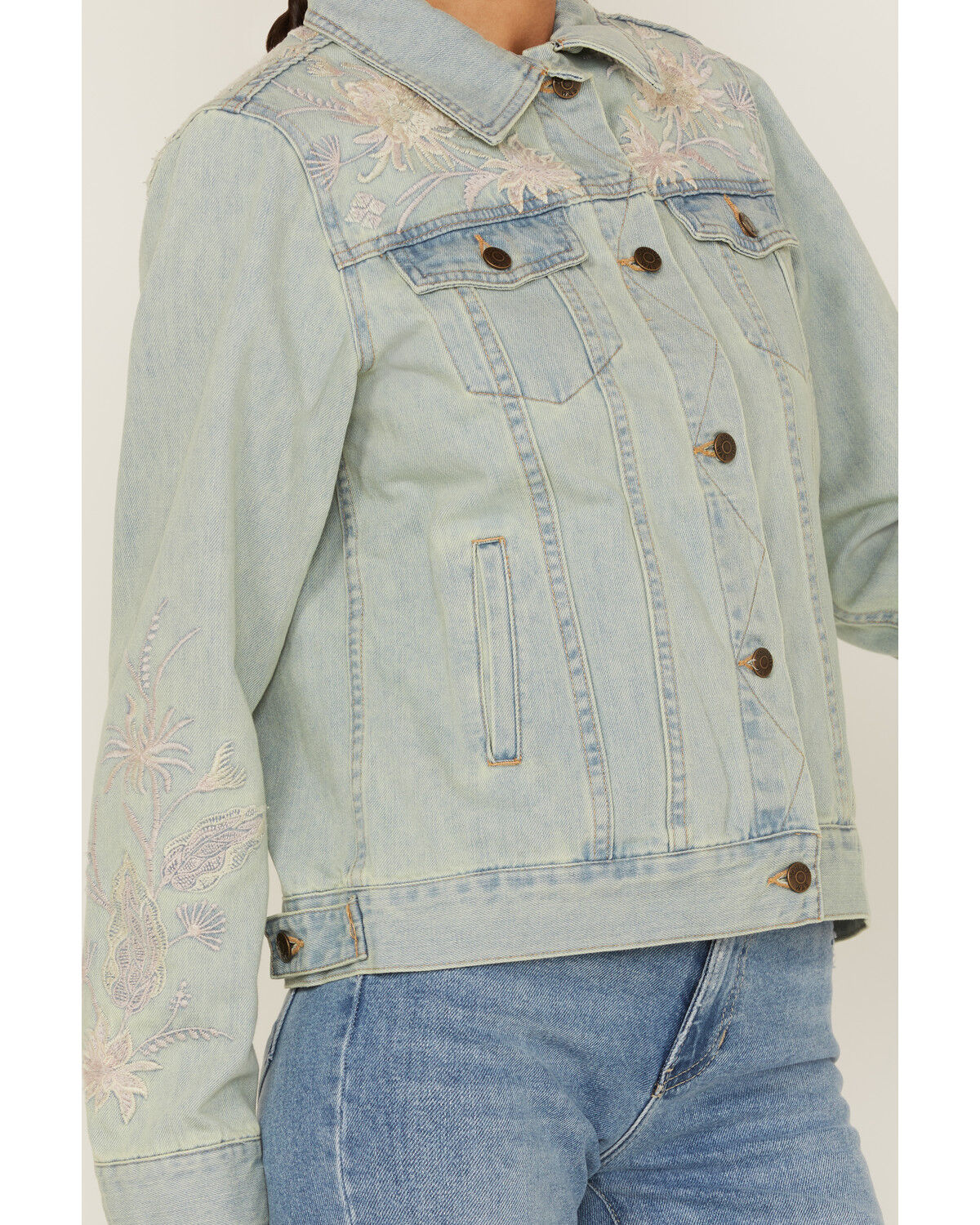 Image #2 - Johnny Was Women's Devere Embroidered Denim Jacket, Blue, hi-res