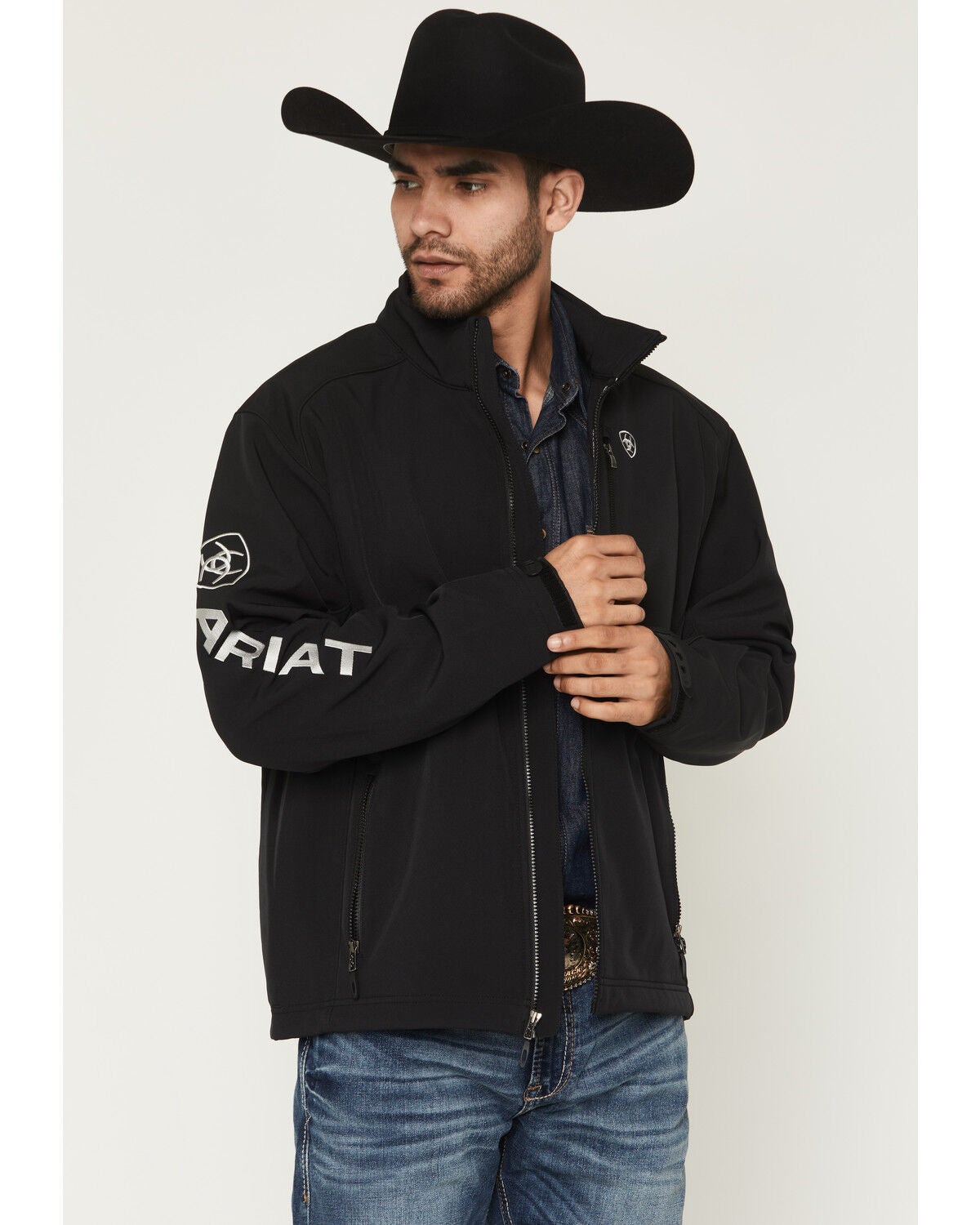 Image #1 - Ariat Men's Logo 2.0 Softshell Jacket, Black, hi-res