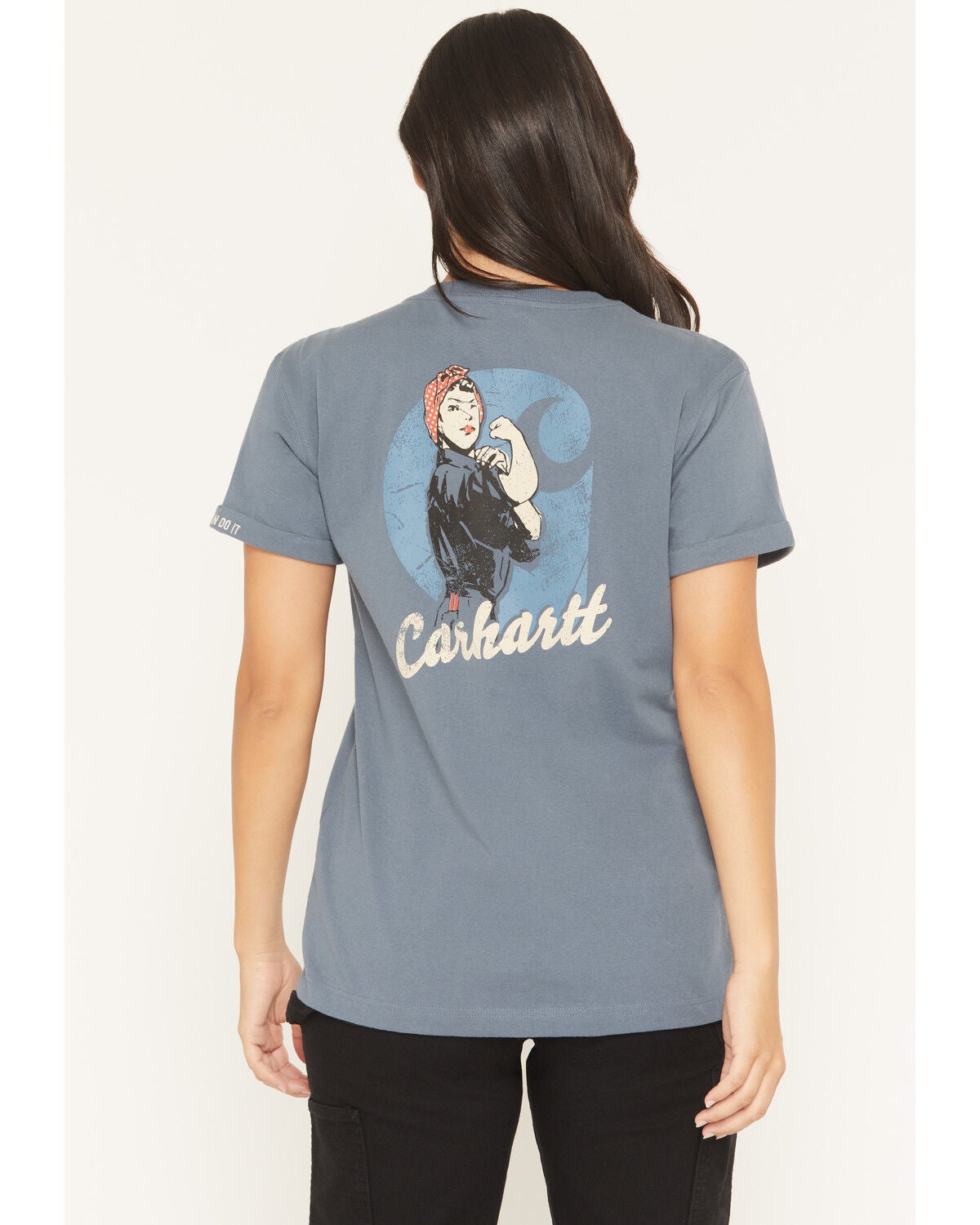 Image #1 - Carhartt Women's Dearborn Rosie Loose Fit Short Sleeve Work Tee, Steel Blue, hi-res