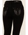 Image #2 - Miss Me Women's Mid Rise Wing Pocket Bootcut Stretch Denim Jeans, Black, hi-res