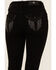 Image #2 - Miss Me Women's Mid Rise Wing Pocket Bootcut Stretch Denim Jeans , Black, hi-res