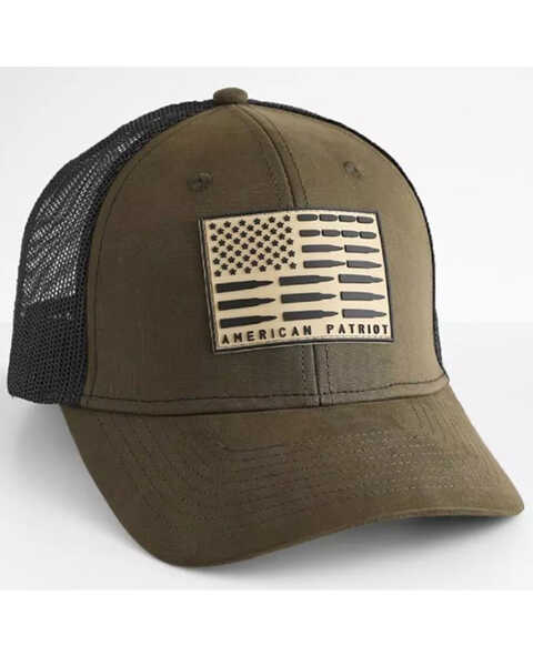 Howitzer Men's Patriot Bullet Flag Trucker Hat, Olive, hi-res