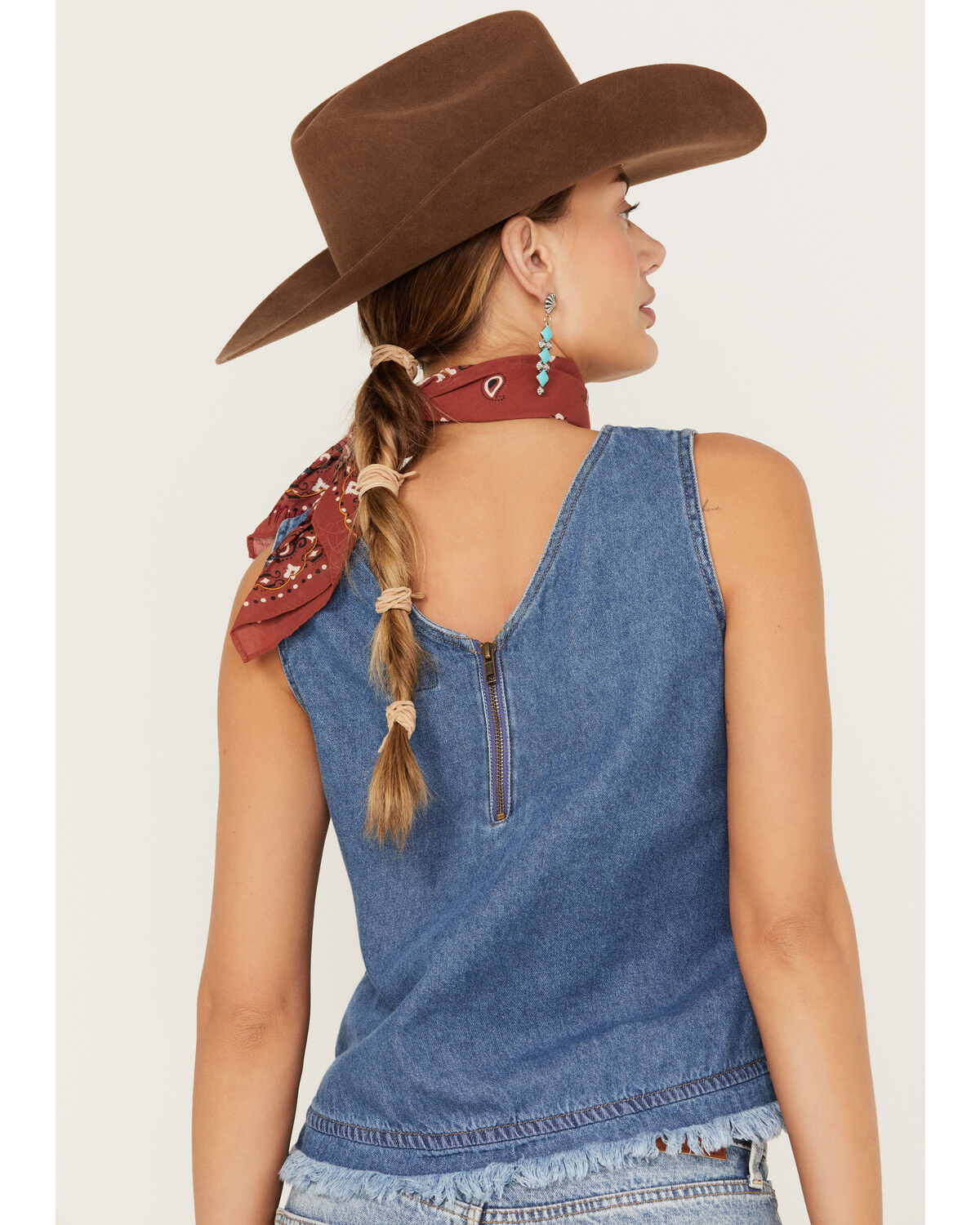 Image #5 - Wrangler Women's Denim Frayed Tank, , hi-res