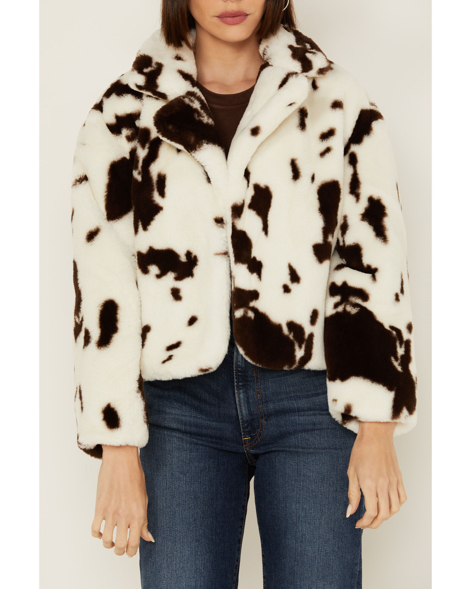 Ashley Women's Cow Print Faux Fur Jacket | Sheplers