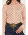 Image #3 - Cinch Women's Plaid Print Palm Tree Long Sleeve Button-Down Stretch Western Shirt, Orange, hi-res