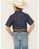Image #4 - Cody James Boys' Meadowlark Floral Print Short Sleeve Snap Western Shirt, Navy, hi-res