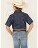 Image #4 - Cody James Boys' Meadowlark Floral Print Short Sleeve Snap Western Shirt , Navy, hi-res