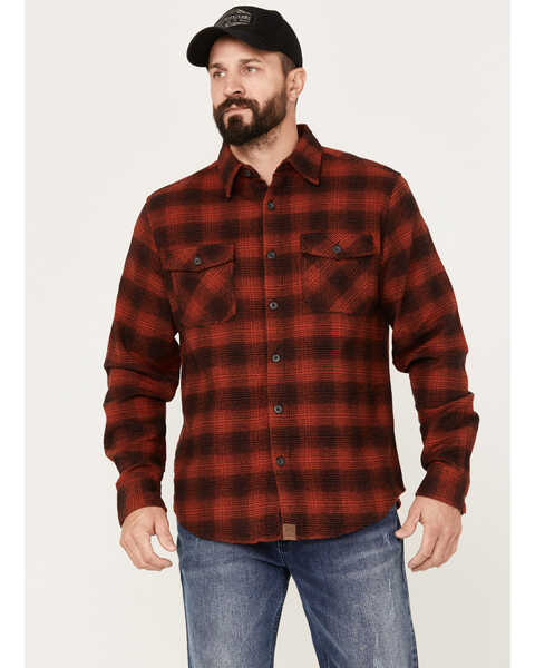 Image #1 - Dakota Grizzly Men's Briggs Plaid Print Button Down Heavy Western Flannel Shirt, Red, hi-res