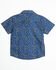 Image #3 - Cody James Toddler Boys' Meadowlark Floral Print Short Sleeve Snap Western Shirt , Navy, hi-res