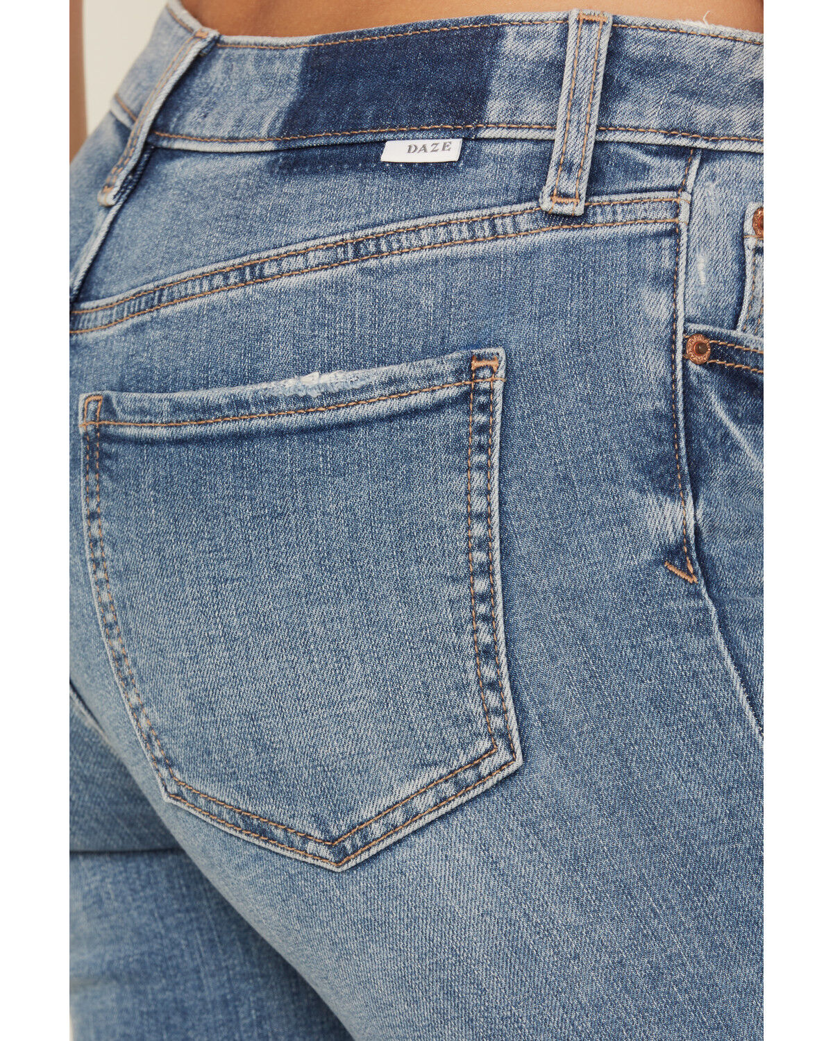 Image #4 - Daze Women's Text Me Medium Wash Mid Rise Flare Stretch Denim Jeans, Medium Wash, hi-res