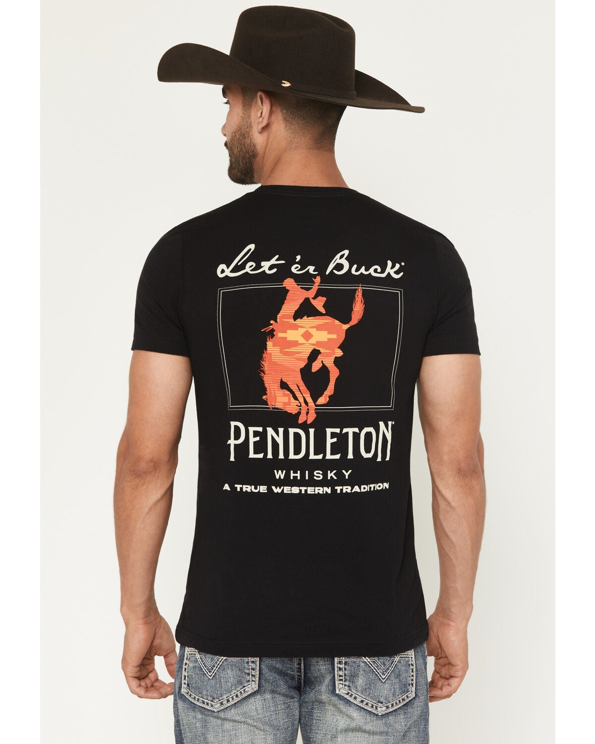 Pendleton Men's Whisky Let'er Buck Short Sleeve Graphic T-Shirt, Black, hi-res