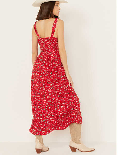 Image #4 - Cotton & Rye Women's Floral Sleeveless Button Down Midi Dress, Red, hi-res