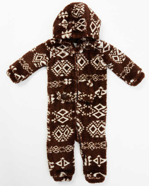 Image #1 - Roper Infant Boys' Southwestern Print Hooded Coveralls, Brown, hi-res