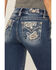 Image #2 - Miss Me Women's Dark Wash Mid Rise Paisley Pocket 34" Bootcut Stretch Denim Jeans, Dark Wash, hi-res