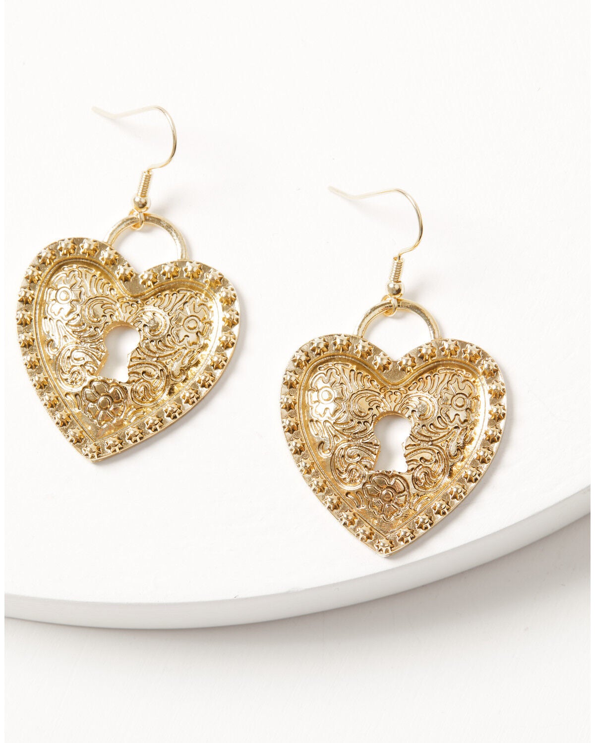 Shyanne Women's Western Muse Heart Concho Earrings, Gold, hi-res