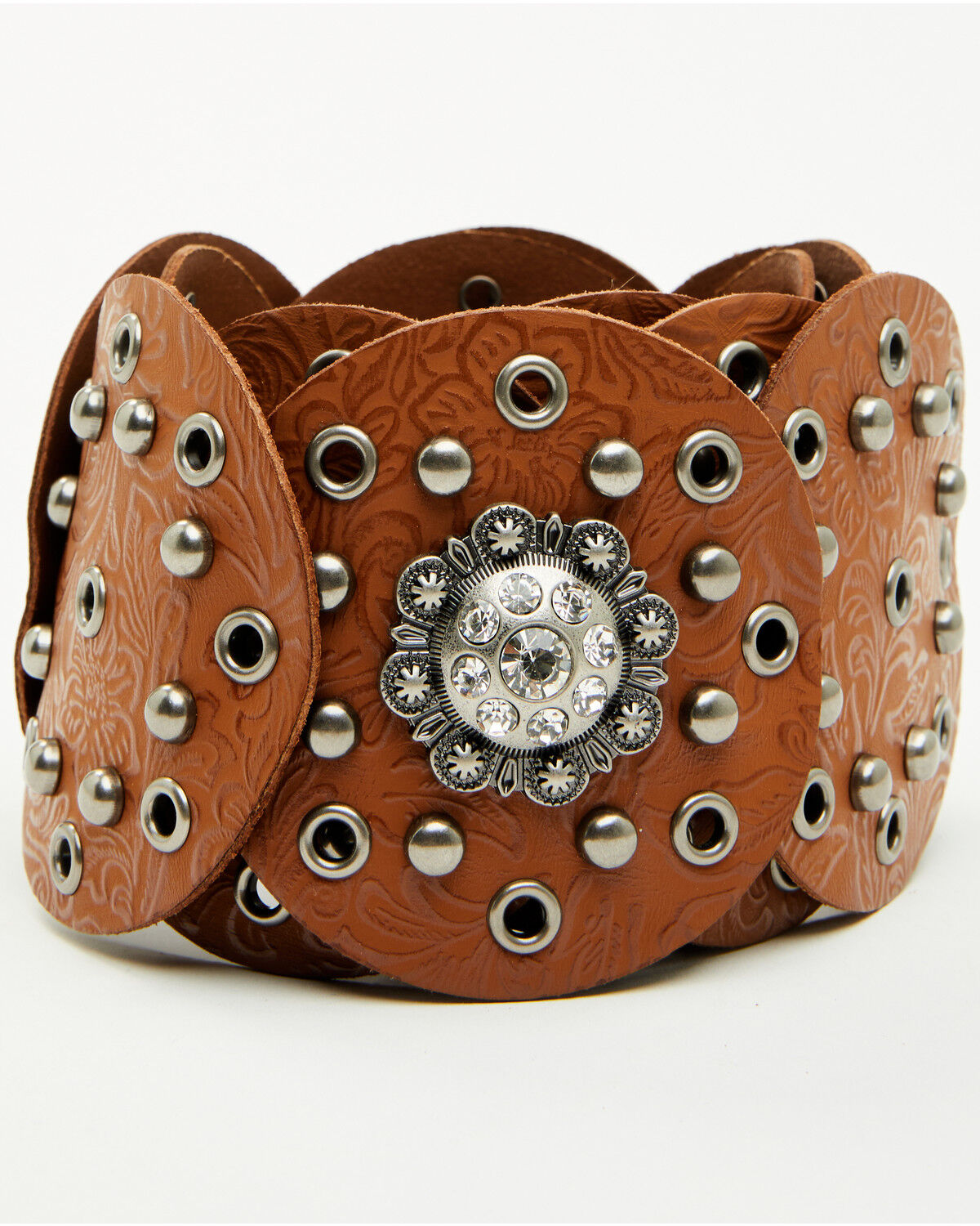 Image #3 - Shyanne Women's Juliette Embellished Concho Belt, Tan, hi-res