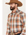 Image #2 - Roper Men's Amarillo Plaid Print Long Sleeve Western Pearl Snap Shirt, Rust Copper, hi-res