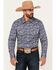 Image #1 - Rock & Roll Denim Men's Paisley Print Long Sleeve Snap Stretch Western Shirt, Blue, hi-res