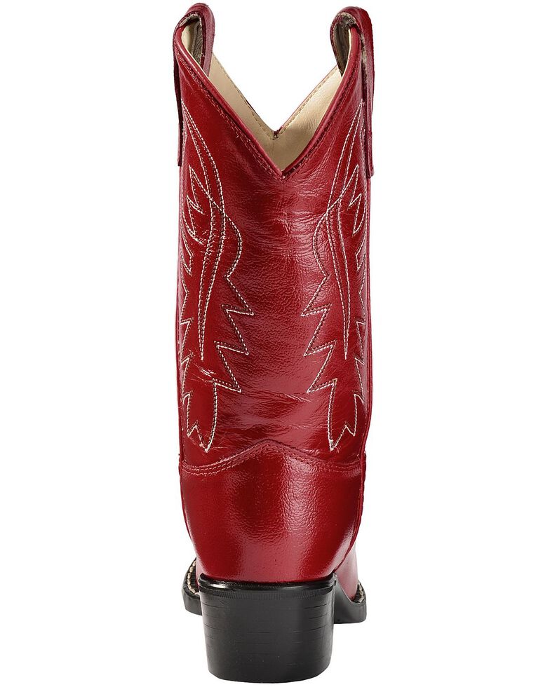 Old West Girls' Red Leather Cowgirl Boots, Red, hi-res