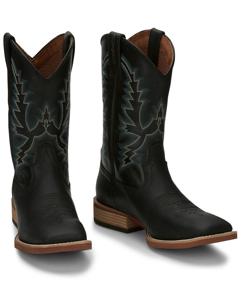 Justin Men's Tallyman Black Western Boots - Wide Square ...