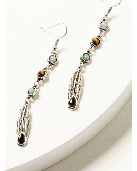 Image #2 - Shyanne Women's Juniper Sky Feather Necklace Earring Set - 2 Piece, Silver, hi-res