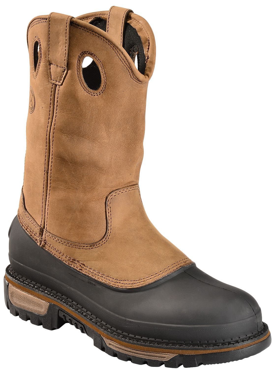 Georgia Boot Men's Mud Dog Waterproof Pull On Work Boots - Steel Toe, Brown, hi-res