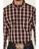 Image #3 - George Straight by Wrangler Men's Plaid Print Long Sleeve Button-Down Stretch Western Shirt, Burgundy, hi-res