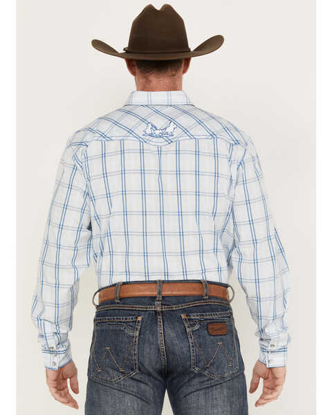 Image #4 - Cowboy Hardware Men's Plaid Print Long Sleeve Western Pearl Snap Shirt, White, hi-res