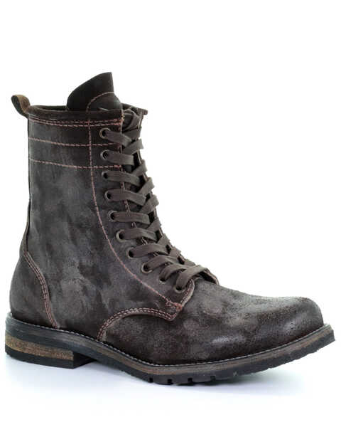 Corral Men's Distressed Lace-Up Boots - Round Toe, Chocolate, hi-res