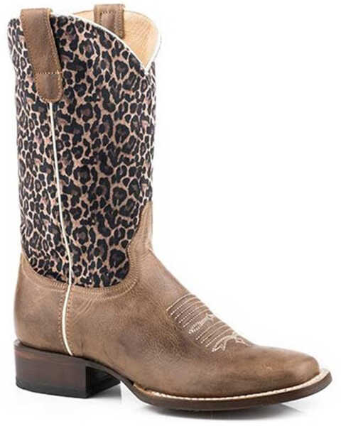 Image #1 - Roper Women's Cheetah Print Western Fashion Boots - Square Toe, Brown, hi-res