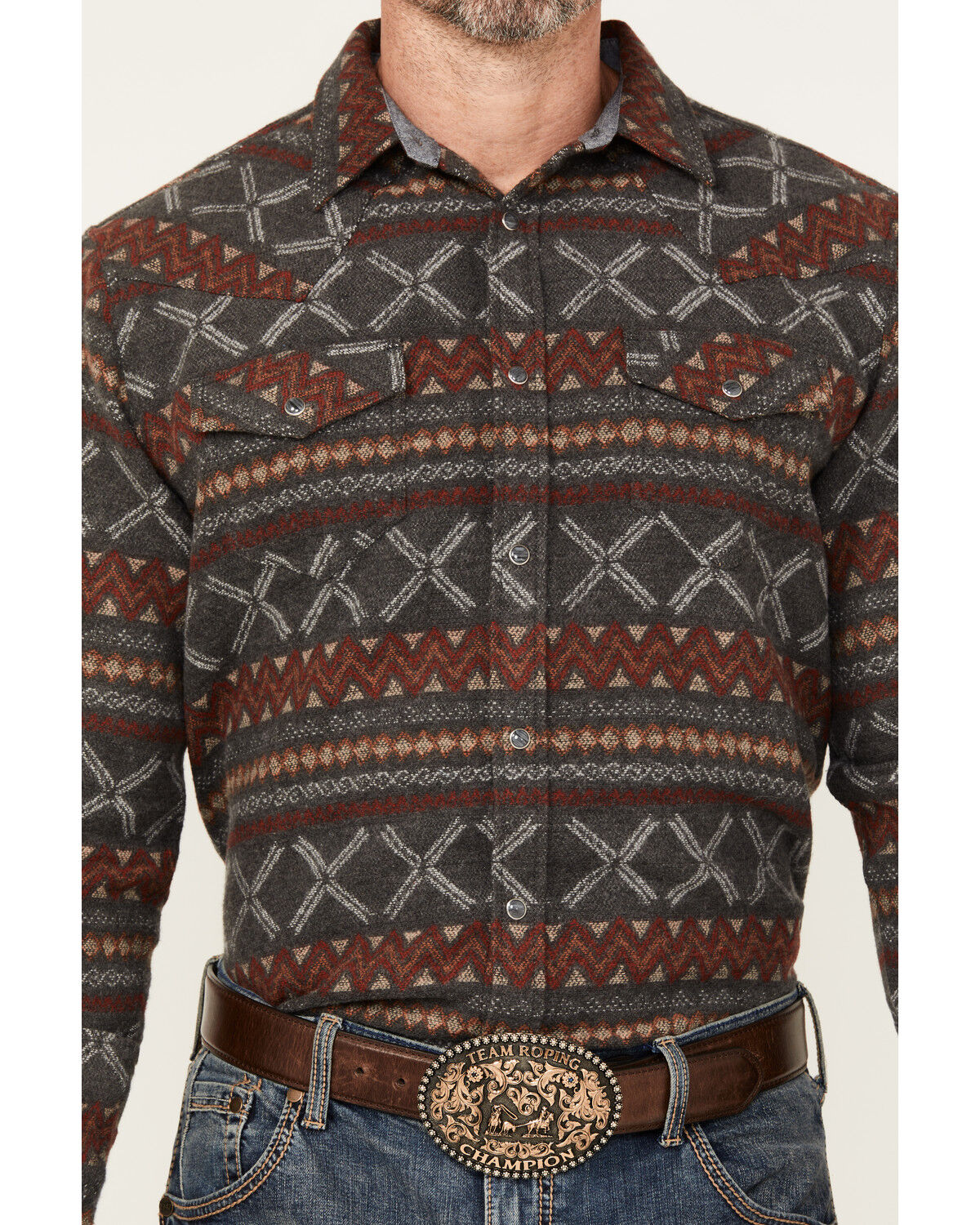 Image #3 - Cody James Men's Stand Tall Southwestern Print Long Sleeve Snap Western Shirt - Big, Grey, hi-res